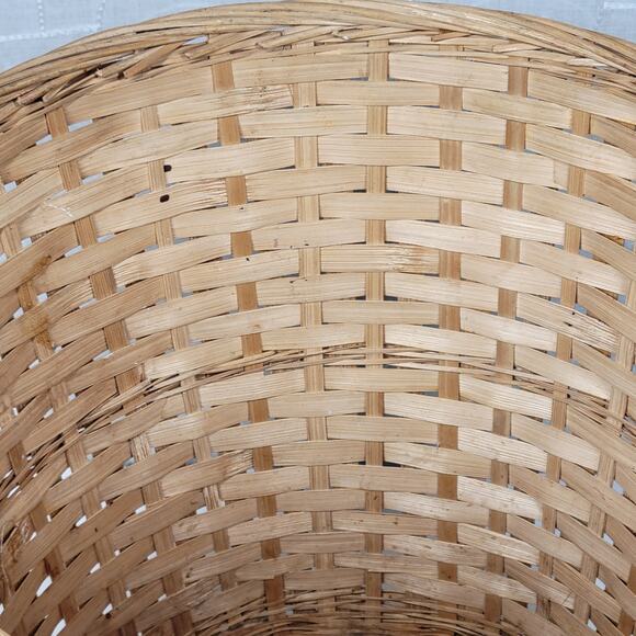 Vintage Wicker Basket 9" Tall Handmade Woven Rattan Bamboo Boho Rustic Decor - Picture 10 of 16